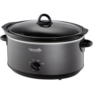 Crock-Pot 7-Quart Manual Slow Cooker, Family Size Serves 8+ People & Fits 6-lb Roast, Removable Stoneware with Warming Setting, Dishwasher Safe for Easy Cleanup, Charcoal