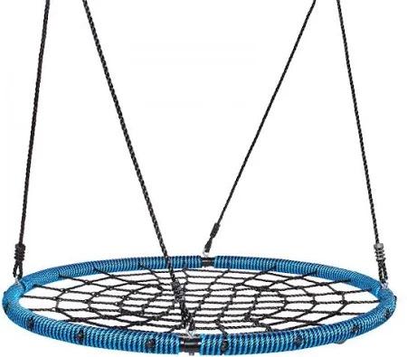 PlayVibe Spider Web Tree Swing 40 Inch Saucer Swing for Kids Outdoor Round Disc Hanger with 900Lb Weight Capacity, 900D Oxford Waterproof Fabric, & Hanging Straps (Blue)