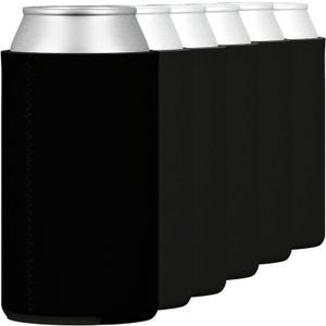 TahoeBay Tallboy Can Coolers (6-Pack) 24oz Neoprene Beer Sleeves for Large Cans - Bulk Blank Energy Drink Coolers (Black)