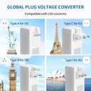 Mapambo 2000W 220V to 110V Voltage Converter US to Europe, Converter for European Travel for Hair Dryer, Power Converter Adapter Combo with 2 Type C 2 USB A (White)