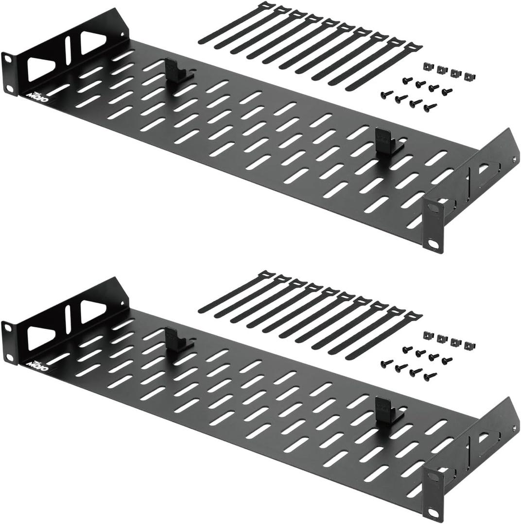Tecmojo 1U Rack Shelf,19 inch Rack Shelf 6 inch Depth,Rack Mount Shelf with Anti-Slip Stops,Server Rack Shelf and Network Shelf for 19 in Equipments, 55lbs Capacity of Vented 1U Shelf,No Lip(2 Pack) Tecmojo 1U Rack Shelf,19 inch Rack Shelf 6 inch Depth,Rack Mount Shelf with Anti-Slip Stops,Server Rack Shelf and Network Shelf for 19 in Equipments, 55lbs Capacity of Vented 1U Shelf,No Lip(2 Pack)
