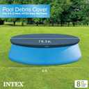 INTEX 28020E Pool Cover: For 8ft Round Easy Set Pools Includes Rope Tie Drain Holes 12in Overhang Snug Fit
