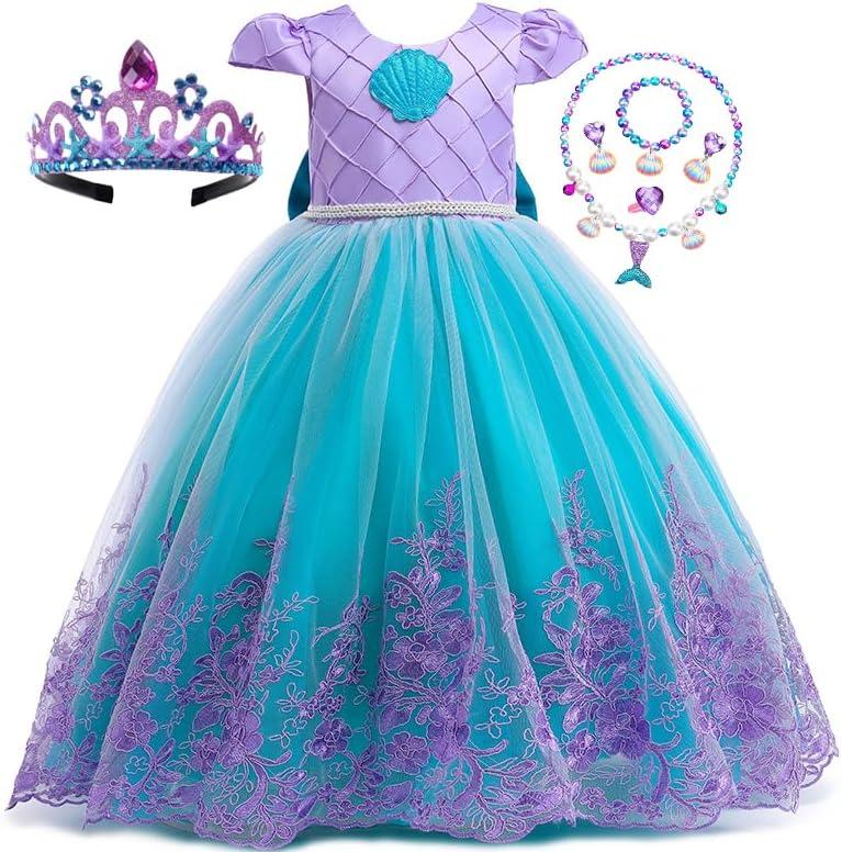 Girls Mermaid Princess Dress Kids Mermaid Costume Dress up for Ariel, 4-5 yrs