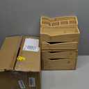 Yopay 2 Pack Bamboo Desk Organizer, Stackable Desktop Organizers with 3 Drawers, Bamboo Office Tabletop, Countertop Organization for Stationery, Makeup Vanity, Fully Assembled