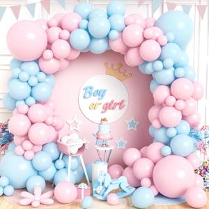 Pink and Blue Balloon Arch Kit,120 Pcs Gender Reveal Balloon Garland, 18 12 10 5 Inch Latex Balloon for Boy Girl Baby Shower Birthday Engagement Bridal Anniversary Party Decorations