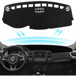 Black Dashboard Dash Board Cover Mat Carpet for Jeep Compass 2017-2021 Accessories Dash Cover Flannel Material Dash Mat Sunshade