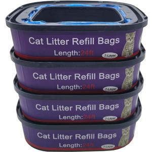 4 Pack Cat Litter Refill Bags Cartridges Compatible with Genie Cat Standard, Plus and XL Pails Odor Control