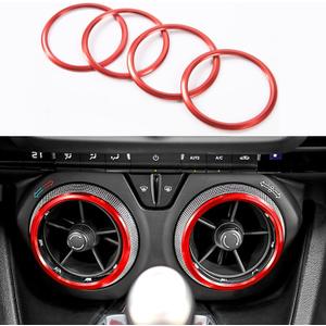 for Camaro Accessories AC Knobs Air Conditioning Outlet Vent Cover Ring Decor for Chevrolet Camaro 2016 2017 2018 2019 2020, Red Interior Accessory Aluminum 4pcs
