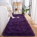 Przemy Fluffy Runner Rug for Bedroom Living Room, 2x6 Feet Dark Purple Shag Area Rugs, Soft Fuzzy Carpet for Bedside Nursery Kids Room College Dorm, Plush Throw Rug for Home Decor