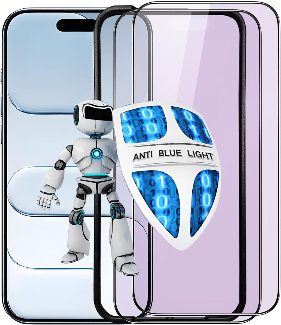PERFECTSIGHT Anti Blue Light Screen Protector for iPhone 17 Pro 6.3 inch - Eye Protection Anti Eye Fatigue Eye Dry - 2 Pack HD Clear 6X Stronger HD Clear Blue Light Blocking Tempered Glass