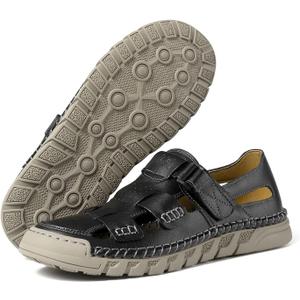 MAIZUN Leather Sandals for Men Summer Closed Toe Sandal Outdoor Fisherman Shoes Hiking Walking Shoes for Beach Walking Hiking Sport Sandal (7.5, Black)