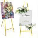 Gold Easel Stand for Sign, Adjustable Metal Display Easel 4-Tier Height Large Artist Display Easels for Painting Wedding, Baby Shower, Birthday Party and Commercial Display