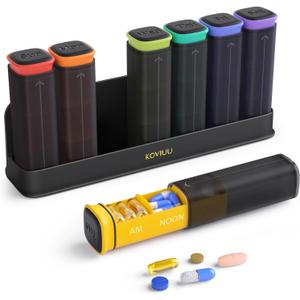 Weekly Pill Organizer 3X a Day, Detachable Pill Box 7 Day, Large 3 Times Daily Pill Case, Travel Pill Container Holder, Week Medication Dispenser Pillbox for Vitamin Supplement Medicine, Black