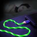 IHAO USB Type C to Type C PD 60W Fast Charging Cable Phone Charger High Data Speed Cool Light Up LED Current Flowing for All USB C Android and iOS Device-Green/39 Inches