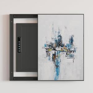 21x30 Wall Safe Cover, Left Or Right Slide Design Pull And Push Picture Frame For Hidden Wall Safes (Black)