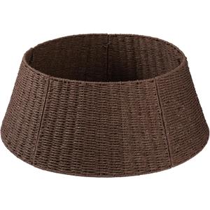 OIAHOMY Christmas Tree Collar, Wicker Holiday Tree Skirt & Stand Base Cover,Paper Rope Christmas Decor, Brown-27 inch (X-Large)