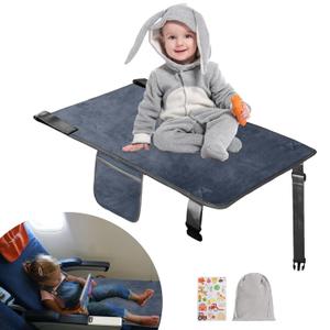 Airplane Bed for Toddler, Soft Airplane Seat Extender for Kids, Baby Airplane Travel Essentials, Grey