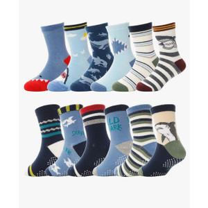 ANTSANG Baby Boys Grips Socks Kids Toddlers Infants Non Slip/Anti Skid Crew Cotton Socks