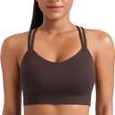 CRZ YOGA Softness Mold Womens Butterluxe Strappy Longline Sports Bra - Double Spaghetti Strap Workout Yoga Crop Top Athletic Hot Fudge Brown, X-Large