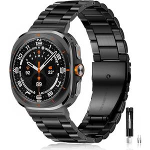 Olytop for Galaxy Watch 7 Ultra 47mm Watch Bands (2024), No Gap Business Metal Stainless Steel Wristband Replacement Strap Men Women for Samsung Galaxy Watch 7 Ultra 47mm, Black