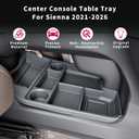 for with 2021-2026 Toyota Sienna Center Console Organizer with Cup Holder, Lower Storage Box Accessories (TPE Material with Original car Wood Grain, Grey)