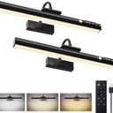 15.7'' Picture Lights for Wall with Motion Sensor, 9000mAh Rechargeable Battery Operated Poster Lights for Paintings, Portraits, Wall Decor, Black(4 pcs)