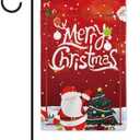 Merry Santa Clause Decorative Garden Flag Happy Winter Holiday Snow Deer Home Deocr Baner for Outside 12.5X18 Inch Double Sided (11)