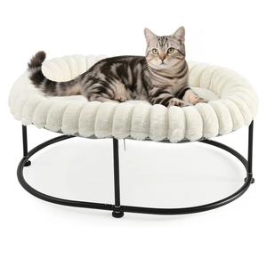 Sunhoo Elevated Cat Bed for Indoor Cats Raised Kitten Hammock Large High Puppy Cot Off Floor SelfSupporting Small Pet Chair with Metal Frame Washable Cushion Easy Assembly 23 * 17 * 8.3 in (White)