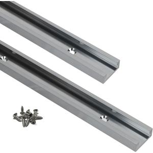 2pc Aluminum 400x30mm Double-Cut Profile Universal 3/4 T-Track with Predrilled Mounting Holes and Wood Screws,30 Type T Track for Woodworking Jigs and Fixtures,Drill Press Table,(15.75in)-G