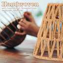 Tujoe Small Rattan Bell Lamp Shade Boho Handwoven Barrel Rattan Chandelier Shades Replacement for Table Floor Lamp Pendant Light Fixtures, 5.5" H x 5.9" D, 2.76" Fitter(3 Pcs,Boho,Normal)
