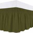Bed Skirt Green Solid Color Bed Skirt 16 Inch Drop Dark Olive Elastic Wrap Around Bed Skirt Dust Ruffle for King Size Bed