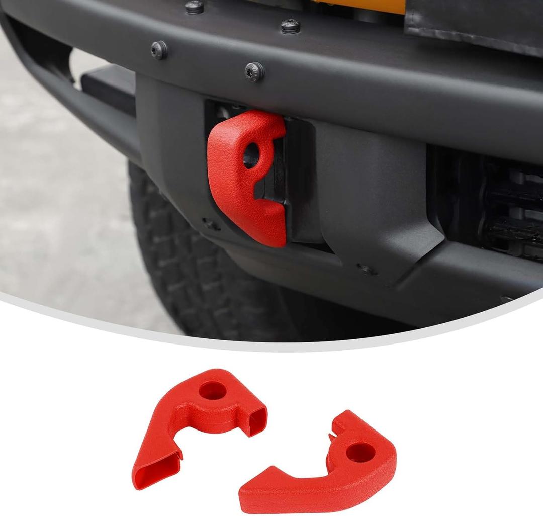 Linskip for Modular Steel Bumper Tow Hook Covers Fit for 2021-2026 Ford Bronco Accessories, Tow Hook Rubber Sleeve Protectors for Bronco Raptor Accessories(Red)