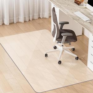 Office Chair Mat for Hardwood Floor, 72" x 46" Clear Floor Mat, 0.08" Thick Slip Resistant Heavy Duty Floor Protector Chair Mats for Rolling Chairs, Computer & Desk Chair Mat-Easy to Clean (Transparent)