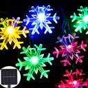 Solar Christmas Lights Outdoor Waterproof Decorations 20 Ft 30 LED Snowflake String Fairy Lights with 8 Lighting Modes for Wedding, Party, Tree, Room, Garden, Patio, Yard, Home