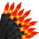 Halloween Lights, 33ft 150 Count Black Wire Incandescent Christmas Mini Lights, 120 V High-voltage UL Certified Clear Light String Connectable, for Indoor Outdoor Patio Tree Party Home Decor, Orange