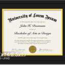 Black 11x14 Diploma Frame, Display Document 8.5 x 11 with Mat or 11 x 14 Without Mat, Certificate Frame with Black&Gold Mat for Masters Associates Bachelor Degree - 1 Pack,  Black Mat Black&Gold