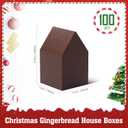 COTOPHER 100 Pack Christmas Gingerbread House Box Cardboard, 2.95x2.95x4.92 In House Shaped Boxes Kit DIY Crafts, Xmas Candy Houses for Christmas Party Supplies Decor Snack Packaging (Dark Brown)