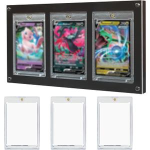 Acrylic Trading Card Frames for 3 Cards - Display Frame Suitable for Wall and Desktop - Pokemon Display Case With UV Protection and 3 35pt Magnetic Holders