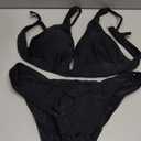 Bathing Suits for Women Deep V Neck Sexy Two Piece Bikini Sets for Women Thong Halter Cheeky Swimsuit (Large, Black)