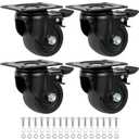 Finnhomy 3 Inch Caster Wheels Set of 4 Heavy Duty Low Profile Plate Swivel Casters with Brake Premium Solid Nylon Wheels 4,400 Lb Anti-wear Lockable Furniture Caster Sturdy for Toolbox Workbench Black