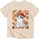 Baseball Ghost Shirt Boys Girls Funny Spooky Season Tee Fall Baseball Shirt 9-10 Years