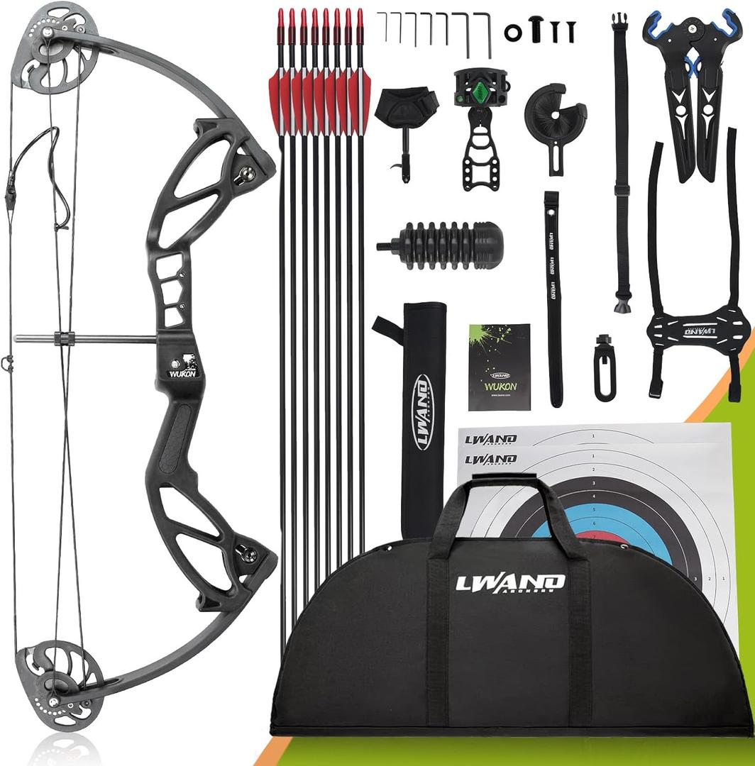 Compound Bow Archery Sets for Youth & Kids,Beginners, Right Hand Compound Bows, Draw Length 18"-27",15-30 lbs Draw Weight, 260fps, Hunting Bow Archery Arrows Set (Black)