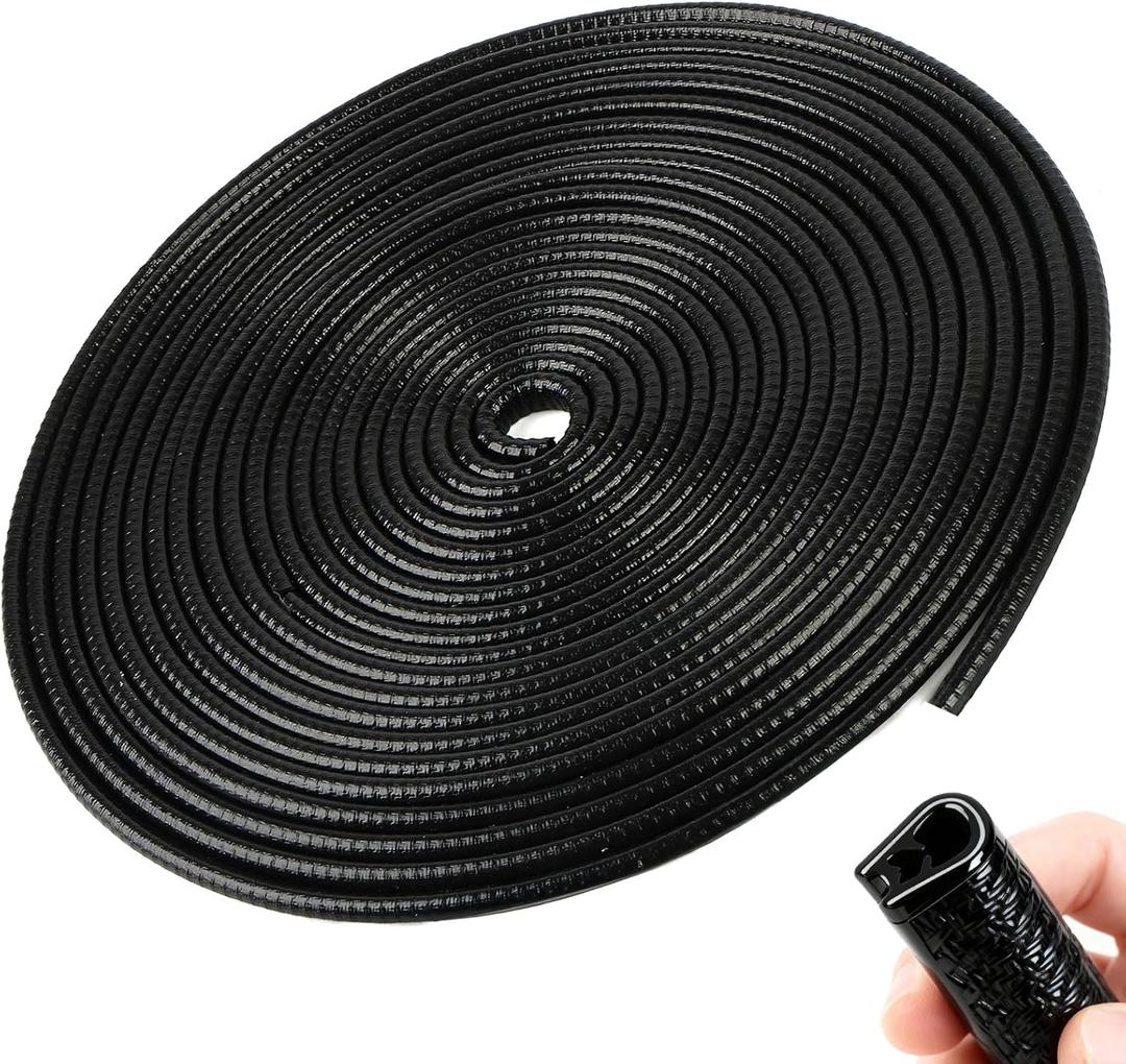 2 x Car Door Edge Guards Black 32.8ft (10m), Car Door Protector Rubber Edge Trim Fits Most Vehicle, No Glue, U-Shaped, Built-in Metal Clips, Easy to Cut