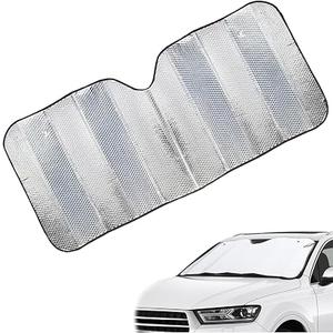 Car Windshield Sun Visor Protector, Aluminum Foil Heat Insulation Windshield Sun Shade, 55.12" x 27.56" Suction Cup Fixed Front Window Block Sun Cover, Universal for Car SUV Truck (Large)