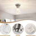 Vintage Glass Semi Flush Mount Ceiling Light Silver, 2 Pack Hammered Glass Hallway Ceiling Light Fixture, Small Close to Ceiling light for Living Room Bedroom Bathroom Kitchen Entryway with E26 Base