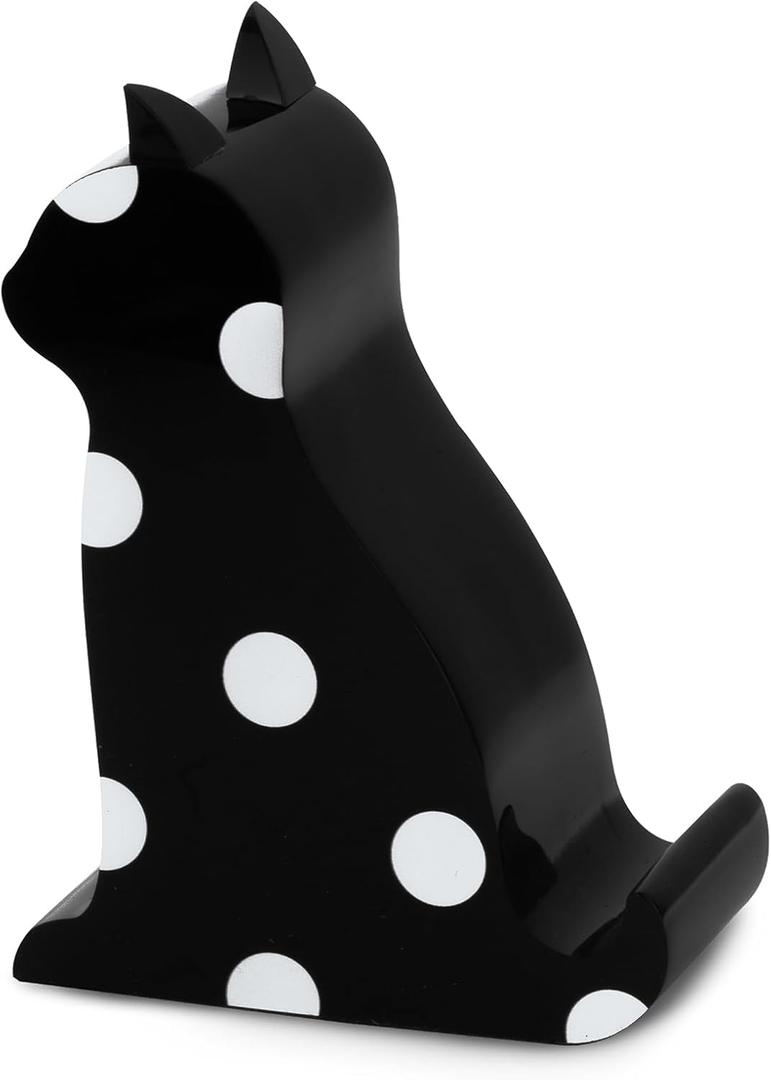 kate spade new york Acrylic Cell Phone Stand, Novelty Phone Holder for Desk, Black Cat (Picture Dot)