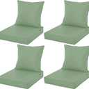 Outdoor Cushions for Patio Furniture, Waterproof Fade and Tear Resistant Deep Seat and Backrest Cushion Set for Chair Couch Swing, 24x24 Inch, Sage Green, Set of 4
