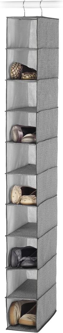 Whitmor Hanging Shoe Shelves - Crosshatch, 10 Shelves, Gray