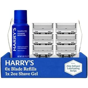Harry's Shaving Kit for Men - 6 Razor Blade Refills, Foaming Shave Gel, and Travel Blade Covers