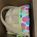 JOYIN Easter Wooden Basket with Liner, Portable Wood Buckets with Folding Handle, Easter Eggs Candies Party Favor Storage Container, Empty Gift Basket for Egg Hunt, Kids Party Treats & Picnic